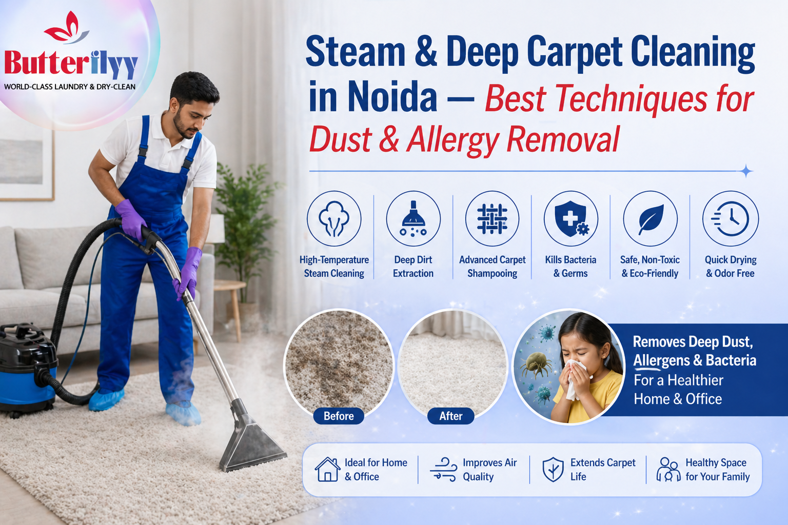 Steam & Deep Carpet Cleaning in Noida — Best Techniques for Dust & Allergy Removal
