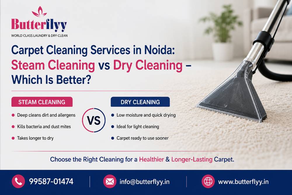 Carpet Cleaning Services in Noida: Steam Cleaning vs Dry Cleaning – Which Is Better?